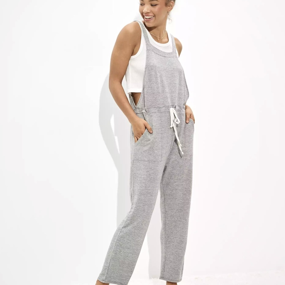American Eagle Aerie AE small grey overalls fleece